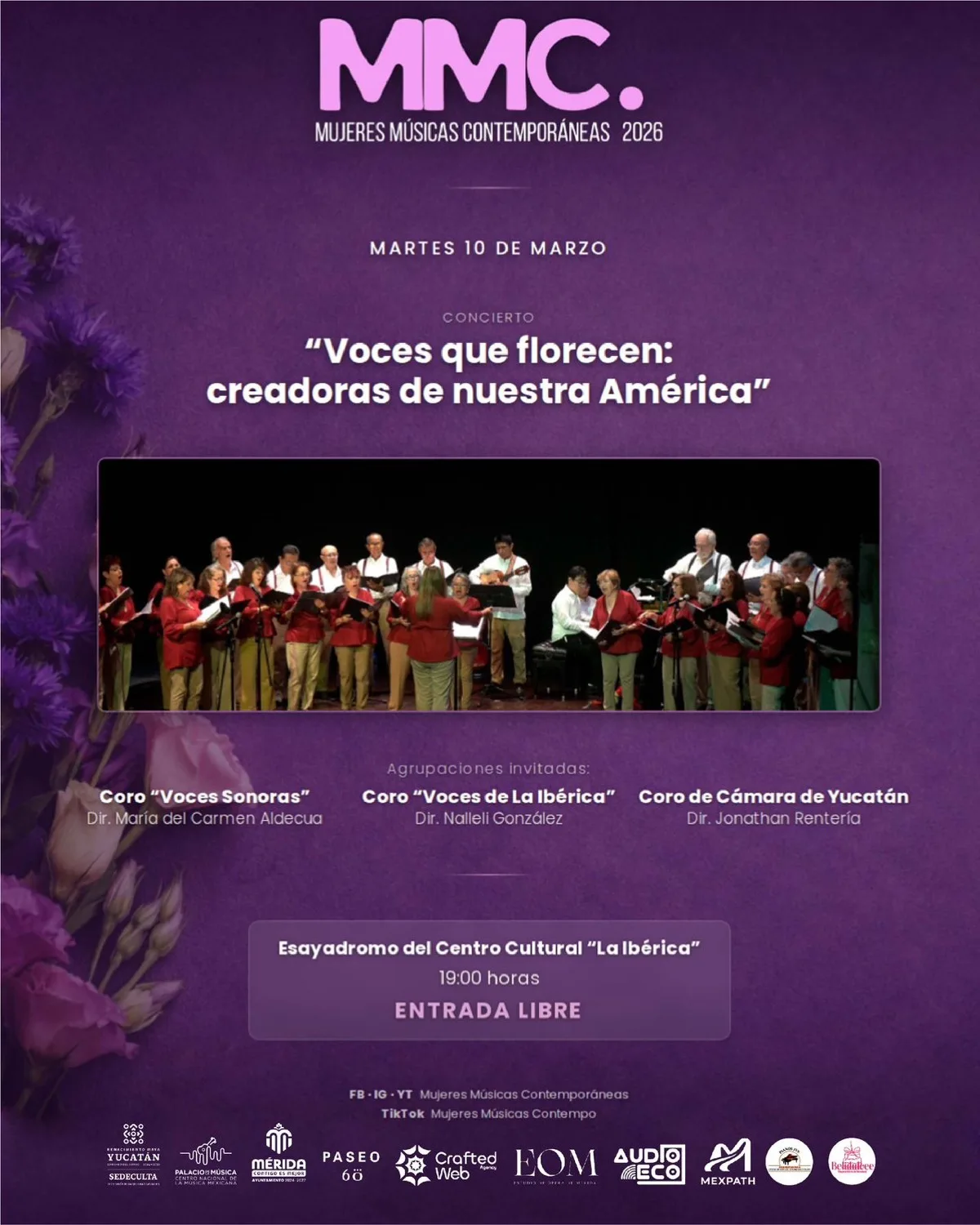 Cartel Voces que florecen — creadoras de nuestra América